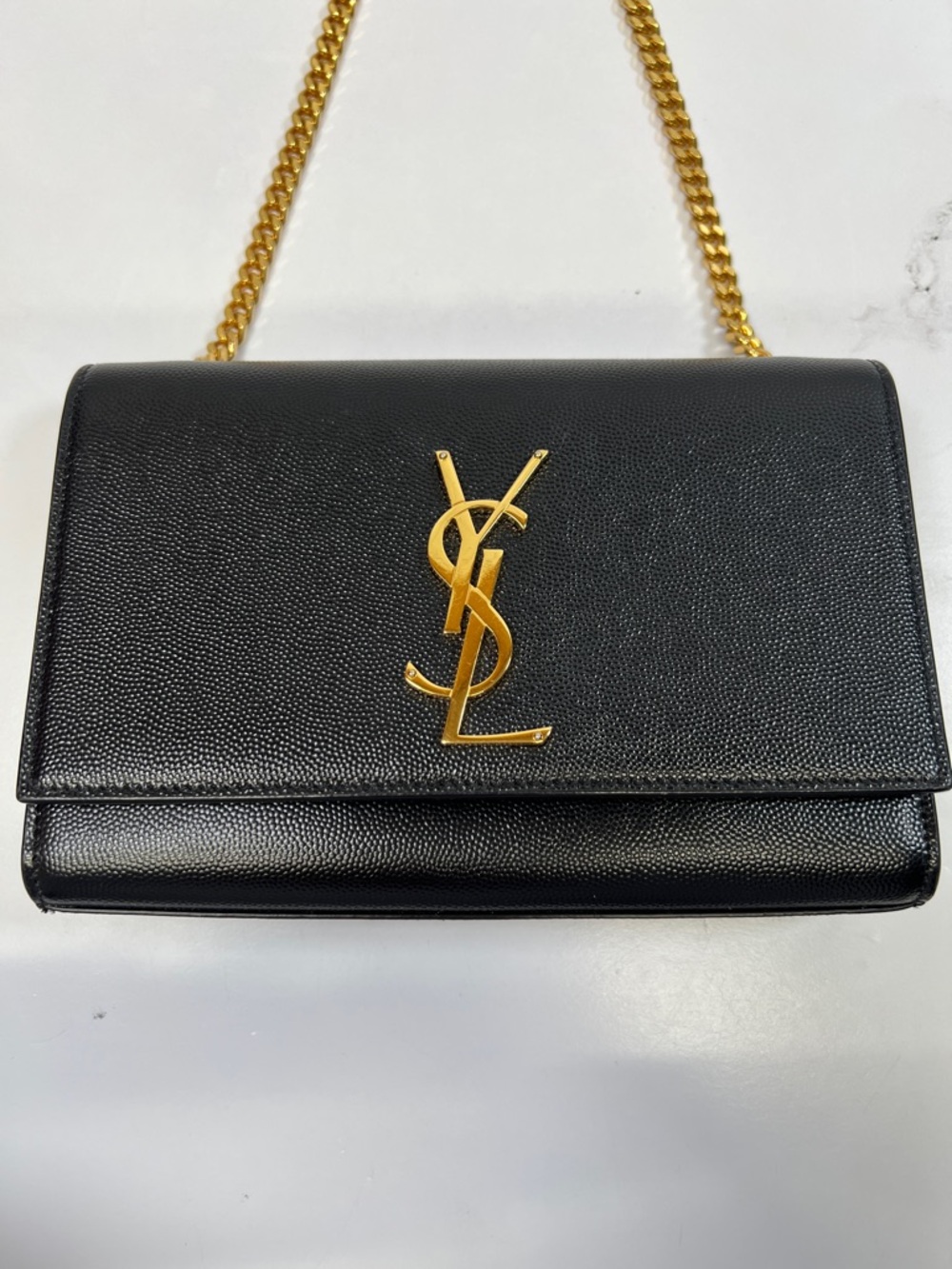 YSL Yves Saint Laurent Pebbled Leather Small Kate Shoulder Bag Crossbody Purse - Picture 2 of 8